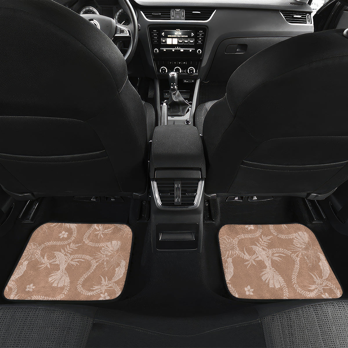 Hawaii Plumeria Car Mats Hau'oli la Makuahine Beige LT7 Set 2pcs - Back Beige - Polynesian Pride