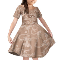Hawaii Plumeria Kid Short Sleeve Dress Hau'oli la Makuahine Beige LT7 KID Beige - Polynesian Pride