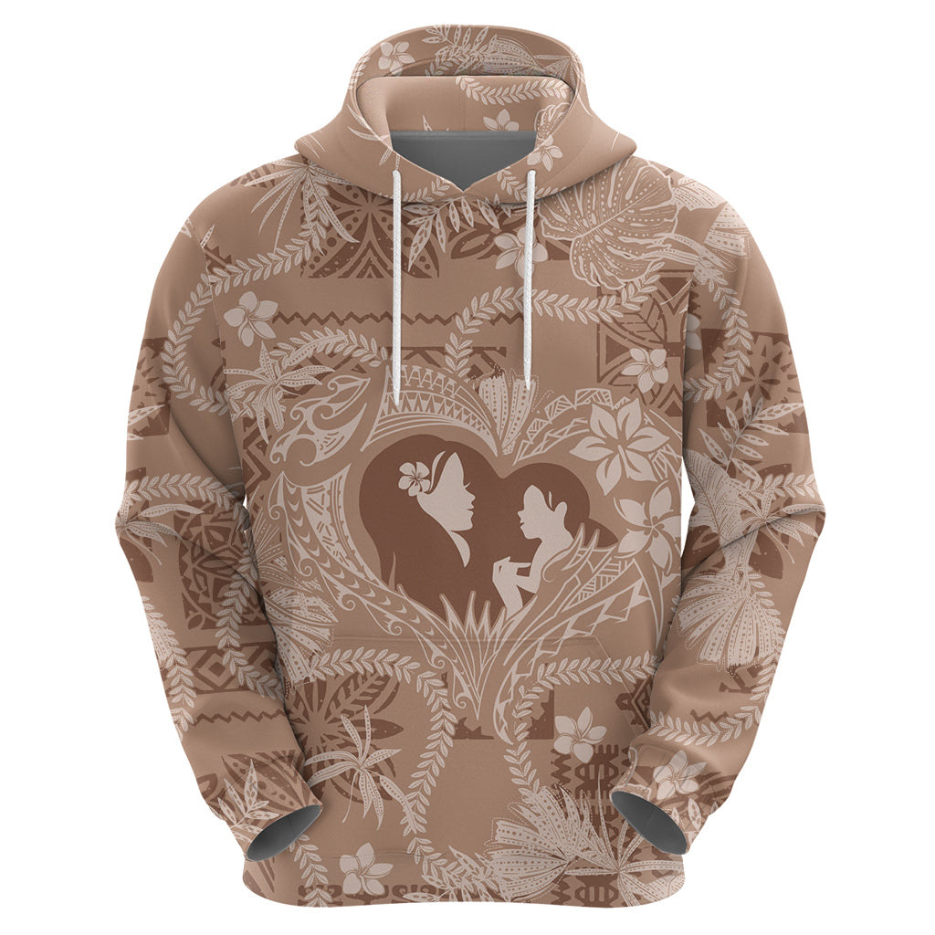 Hawaii Plumeria Zip Hoodie Hau'oli la Makuahine Beige LT7 - Polynesian Pride