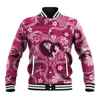 Hawaii Plumeria Baseball Jacket Hau'oli la Makuahine Rosy LT7 Unisex Pink - Polynesian Pride