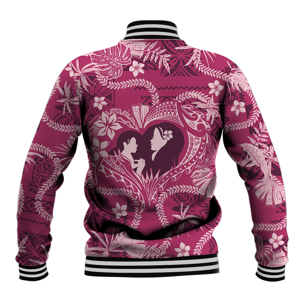 Hawaii Plumeria Baseball Jacket Hau'oli la Makuahine Rosy LT7 - Polynesian Pride