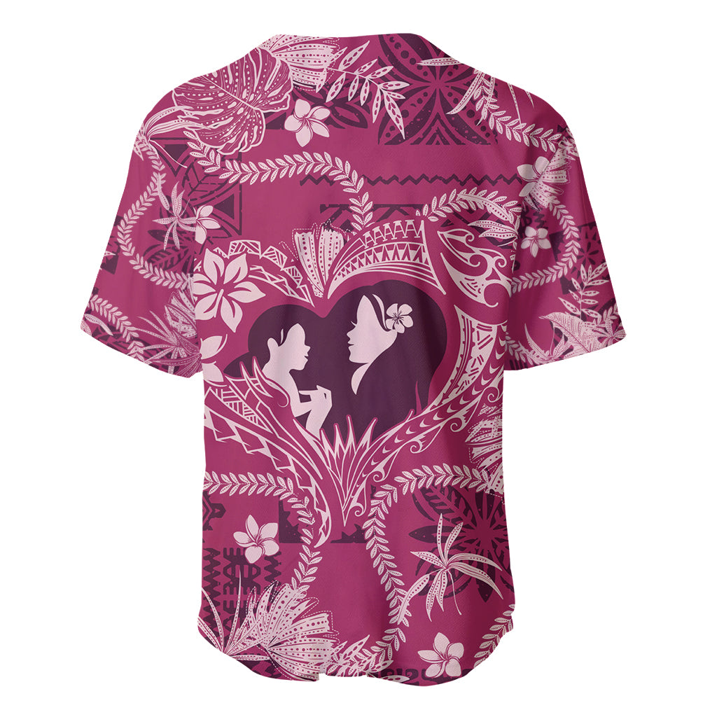 Hawaii Plumeria Baseball Jersey Hau'oli la Makuahine Rosy LT7 - Polynesian Pride
