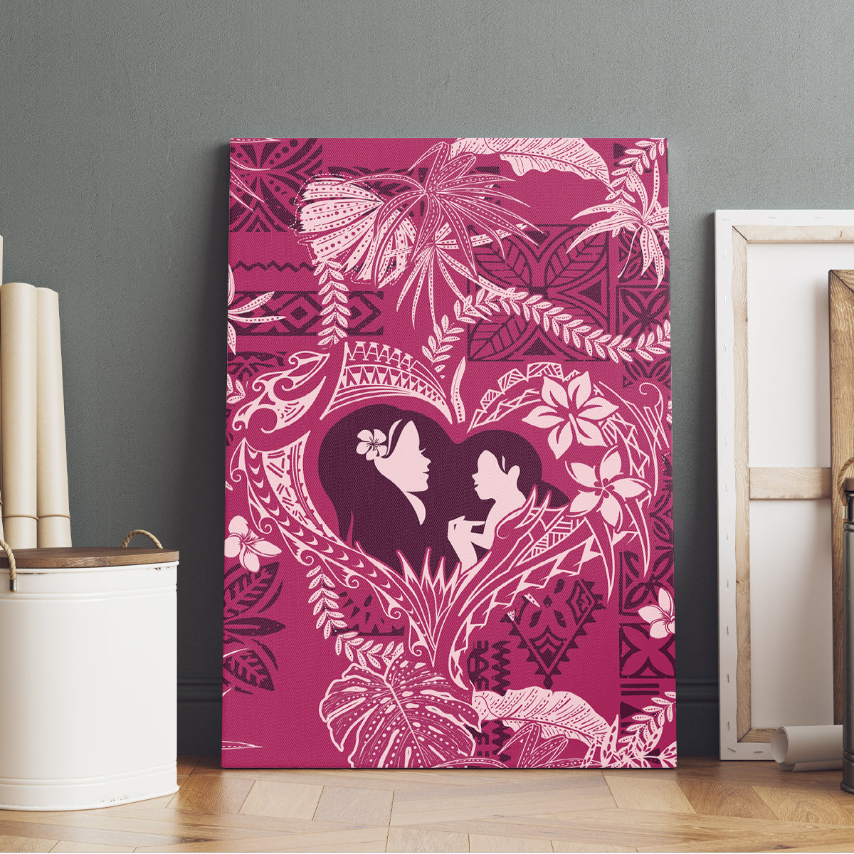 Hawaii Plumeria Canvas Wall Art Hau'oli la Makuahine Rosy LT7 - Polynesian Pride