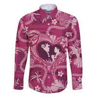 Hawaii Plumeria Family Matching Short Sleeve Bodycon Dress and Hawaiian Shirt Hau'oli la Makuahine Rosy LT7 Dad's Shirt - Long Sleeve Pink - Polynesian Pride