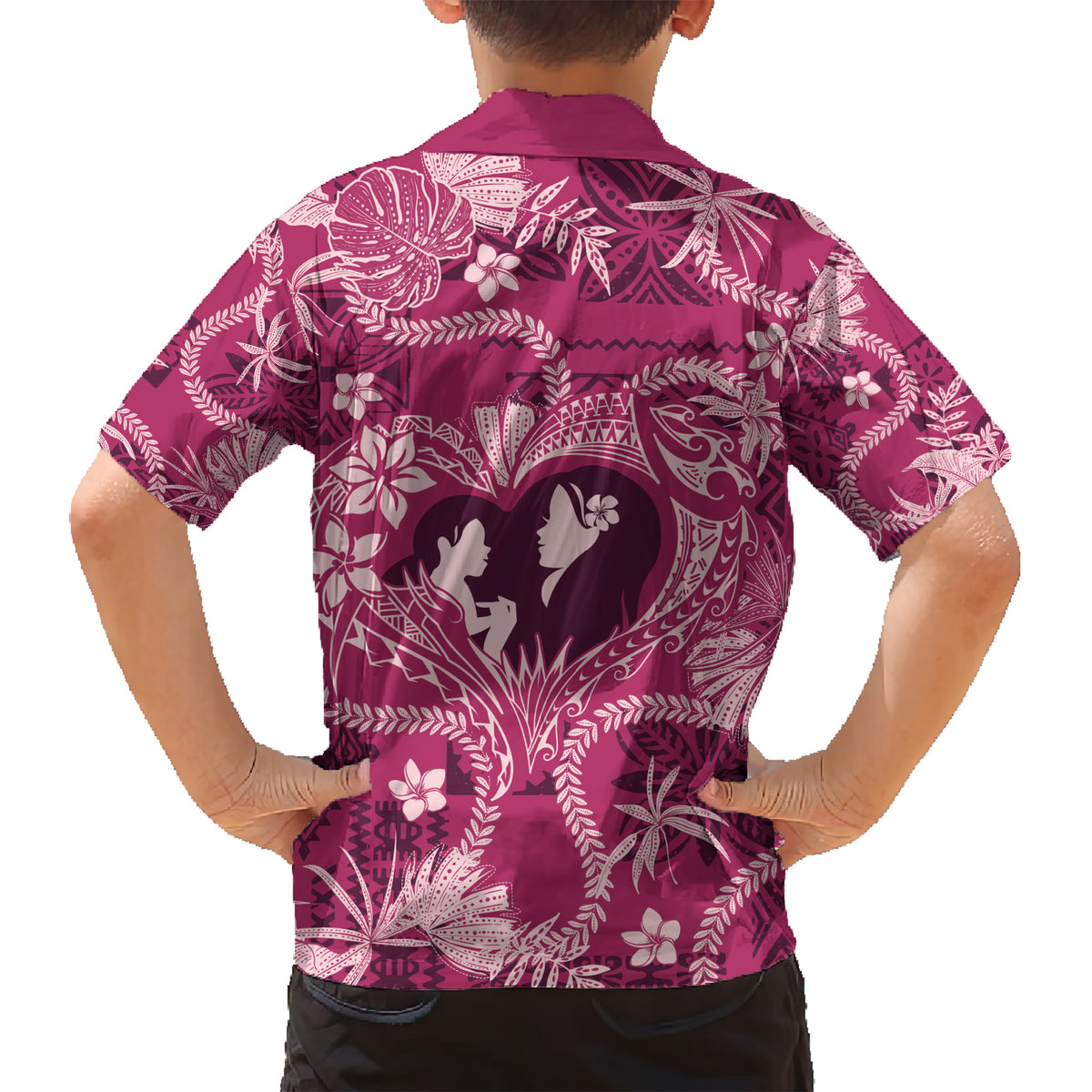 Hawaii Plumeria Kid Hawaiian Shirt Hau'oli la Makuahine Rosy LT7 - Polynesian Pride