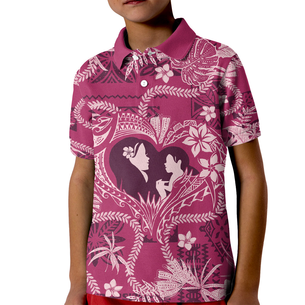 Hawaii Plumeria Kid Polo Shirt Hau'oli la Makuahine Rosy LT7 Kid Pink - Polynesian Pride