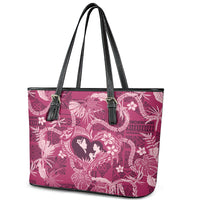 Hawaii Plumeria Leather Tote Bag Hau'oli la Makuahine Rosy LT7 - Polynesian Pride