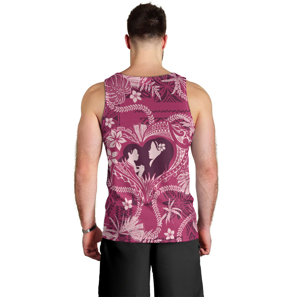 Hawaii Plumeria Men Tank Top Hau'oli la Makuahine Rosy LT7 - Polynesian Pride