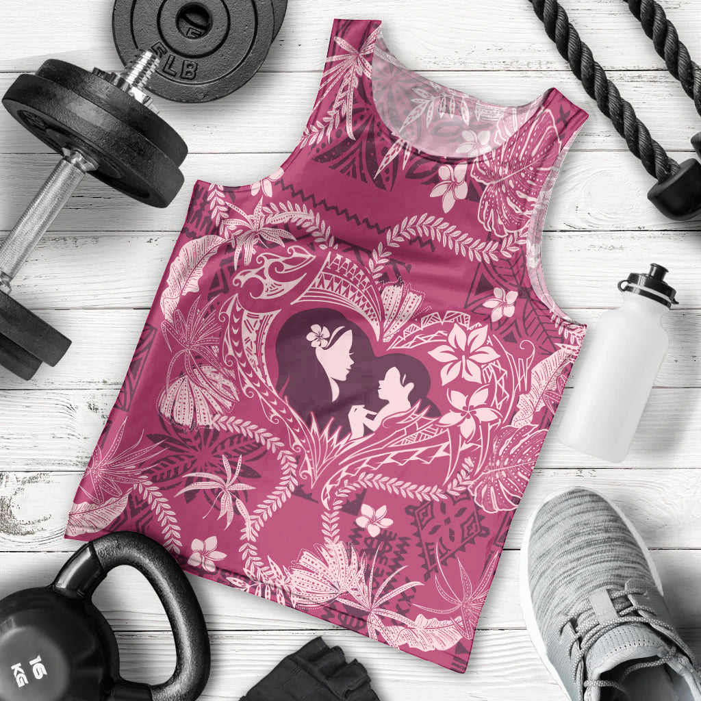 Hawaii Plumeria Men Tank Top Hau'oli la Makuahine Rosy LT7 - Polynesian Pride