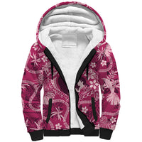 Hawaii Plumeria Sherpa Hoodie Hau'oli la Makuahine Rosy LT7 Unisex Pink - Polynesian Pride