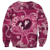 Hawaii Plumeria Sweatshirt Hau'oli la Makuahine Rosy LT7 - Polynesian Pride