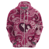 Hawaii Plumeria Zip Hoodie Hau'oli la Makuahine Rosy LT7 - Polynesian Pride