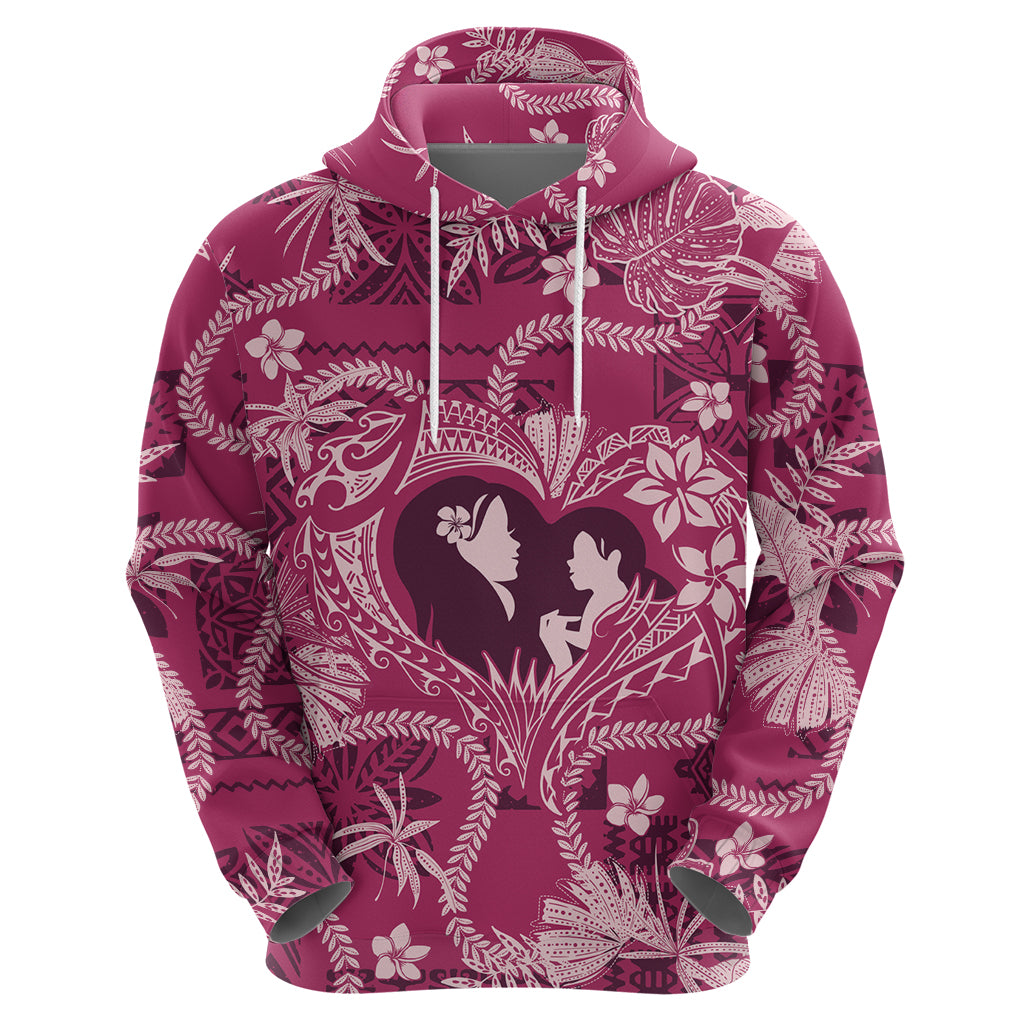Hawaii Plumeria Zip Hoodie Hau'oli la Makuahine Rosy LT7 - Polynesian Pride