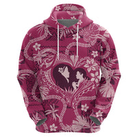 Hawaii Plumeria Zip Hoodie Hau'oli la Makuahine Rosy LT7 - Polynesian Pride