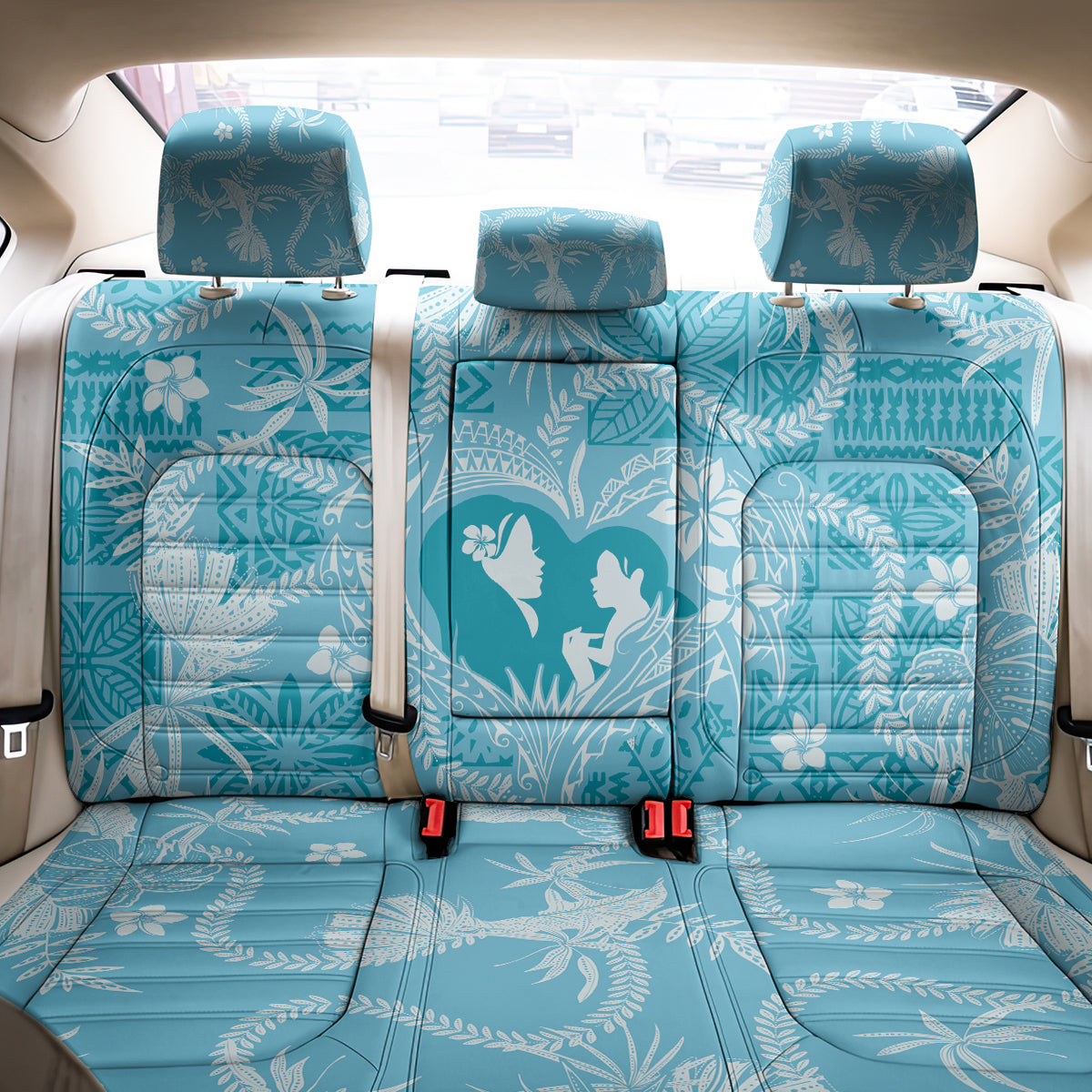 Hawaii Plumeria Back Car Seat Cover Hau'oli la Makuahine Turquoise LT7
