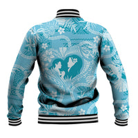 Hawaii Plumeria Baseball Jacket Hau'oli la Makuahine Turquoise LT7 - Polynesian Pride