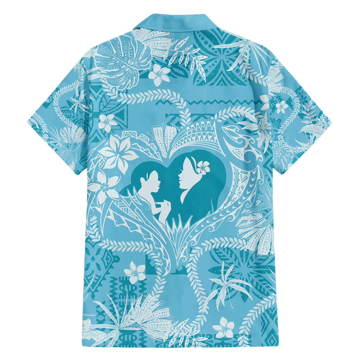 Hawaii Plumeria Family Matching Off Shoulder Short Dress and Hawaiian Shirt Hau'oli la Makuahine Turquoise LT7 - Polynesian Pride