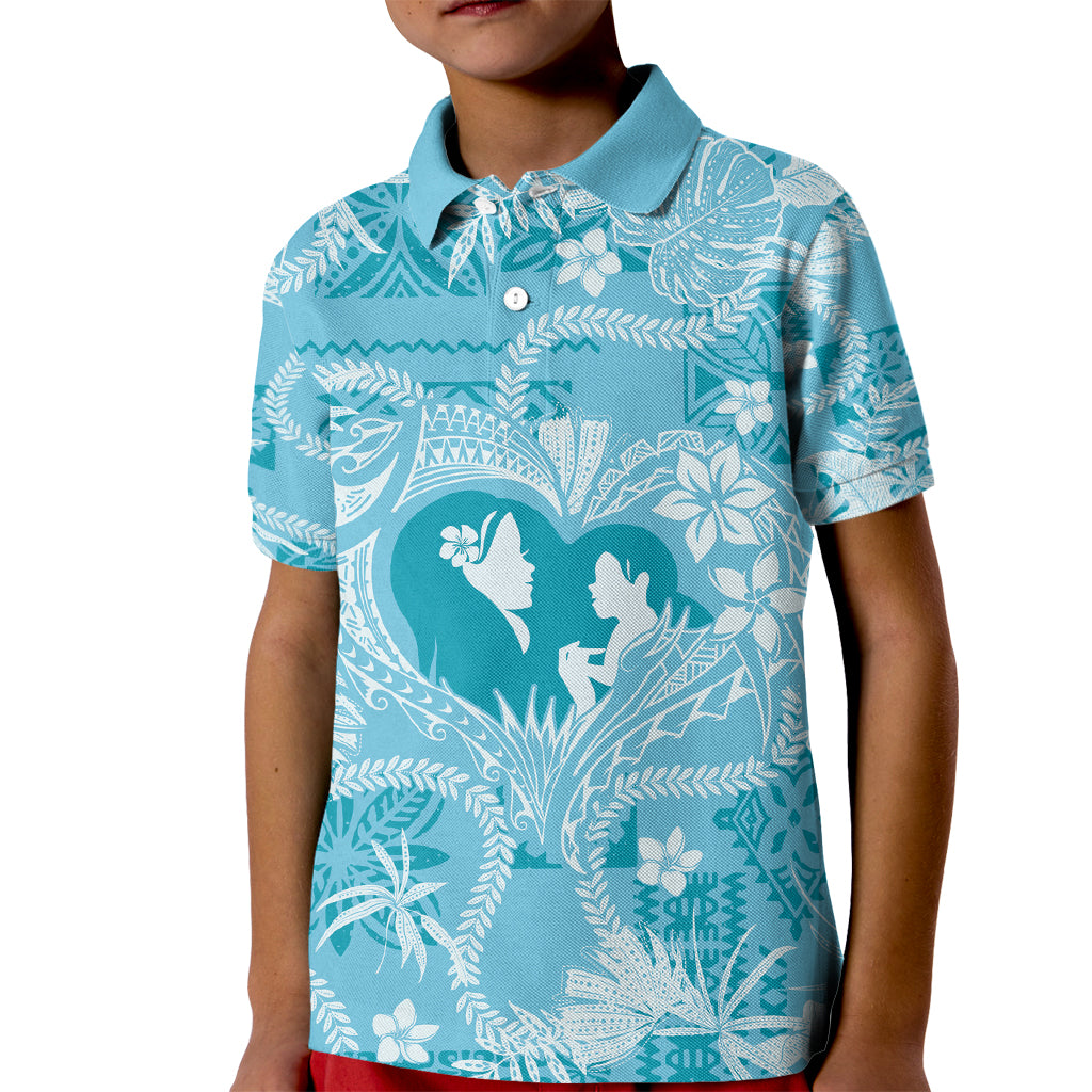 Hawaii Plumeria Kid Polo Shirt Hau'oli la Makuahine Turquoise LT7 Kid Turquoise - Polynesian Pride
