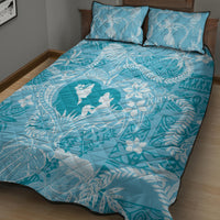 Hawaii Plumeria Quilt Bed Set Hau'oli la Makuahine Turquoise LT7 - Polynesian Pride