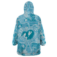 Hawaii Plumeria Wearable Blanket Hoodie Hau'oli la Makuahine Turquoise LT7 - Polynesian Pride