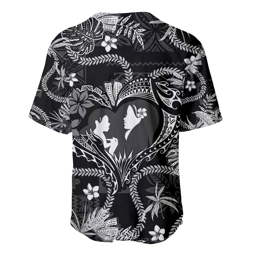 Hawaii Plumeria Baseball Jersey Hau'oli la Makuahine Monochrome LT7 - Polynesian Pride