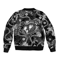 Hawaii Plumeria Bomber Jacket Hau'oli la Makuahine Monochrome LT7 - Polynesian Pride