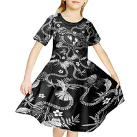 Hawaii Plumeria Kid Short Sleeve Dress Hau'oli la Makuahine Monochrome LT7 - Polynesian Pride