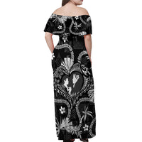 Hawaii Plumeria Off Shoulder Maxi Dress Hau'oli la Makuahine Monochrome LT7 - Polynesian Pride