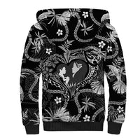 Hawaii Plumeria Sherpa Hoodie Hau'oli la Makuahine Monochrome LT7 - Polynesian Pride