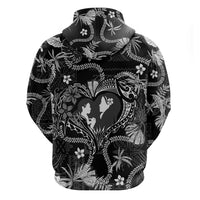 Hawaii Plumeria Zip Hoodie Hau'oli la Makuahine Monochrome LT7 - Polynesian Pride