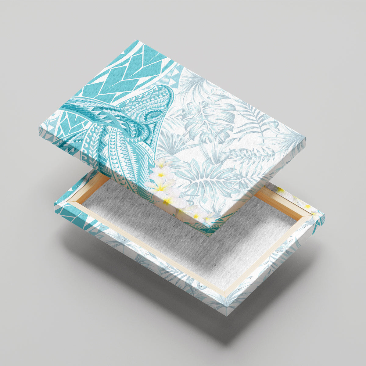 Polynesia Humpback Whale Canvas Wall Art Tropical Plumeria Turquoise