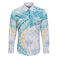 Polynesia Humpback Whale Family Matching Tank Maxi Dress and Hawaiian Shirt Tropical Plumeria Turquoise