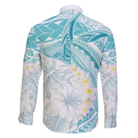 Polynesia Humpback Whale Family Matching Tank Maxi Dress and Hawaiian Shirt Tropical Plumeria Turquoise
