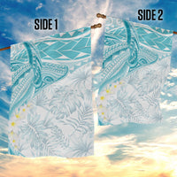 Polynesia Humpback Whale Garden Flag Tropical Plumeria Turquoise