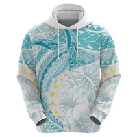 Polynesia Humpback Whale Zip Hoodie Tropical Plumeria Turquoise