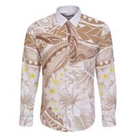 Polynesia Humpback Whale Family Matching Tank Maxi Dress and Hawaiian Shirt Tropical Plumeria Beige