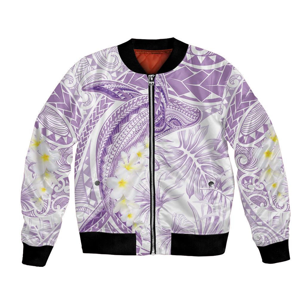 Polynesia Humpback Whale Bomber Jacket Tropical Plumeria Lavender