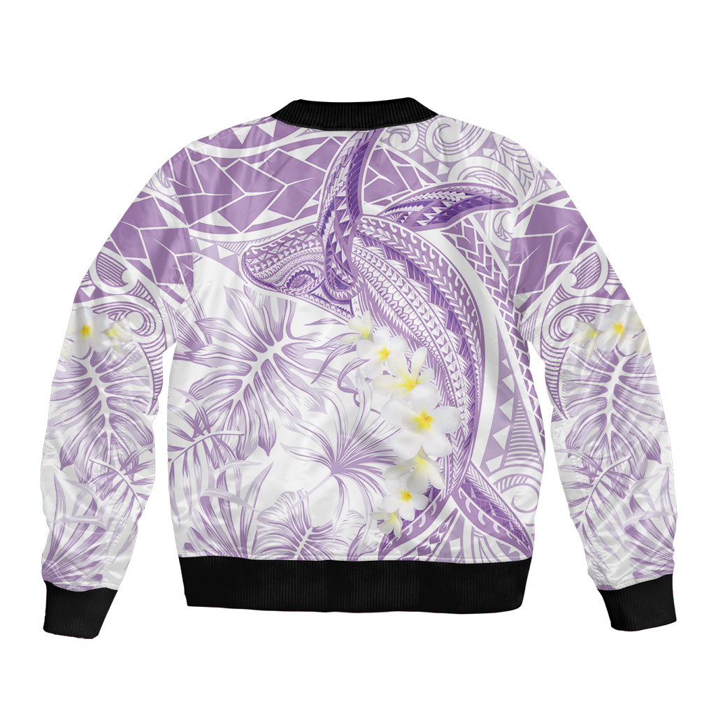 Polynesia Humpback Whale Bomber Jacket Tropical Plumeria Lavender