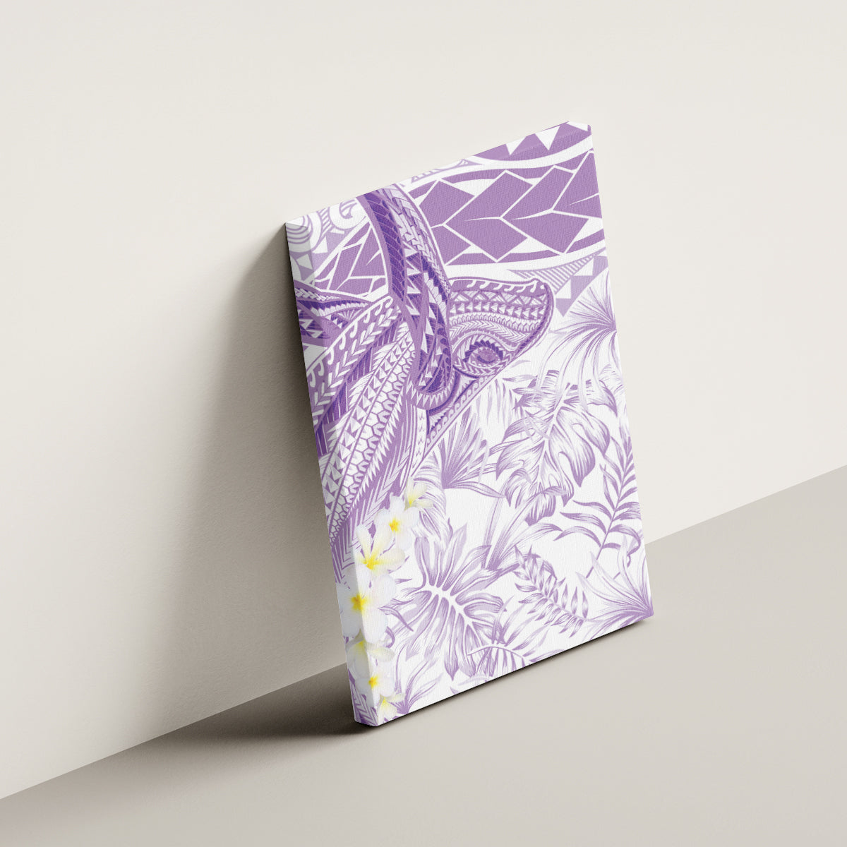 Polynesia Humpback Whale Canvas Wall Art Tropical Plumeria Lavender