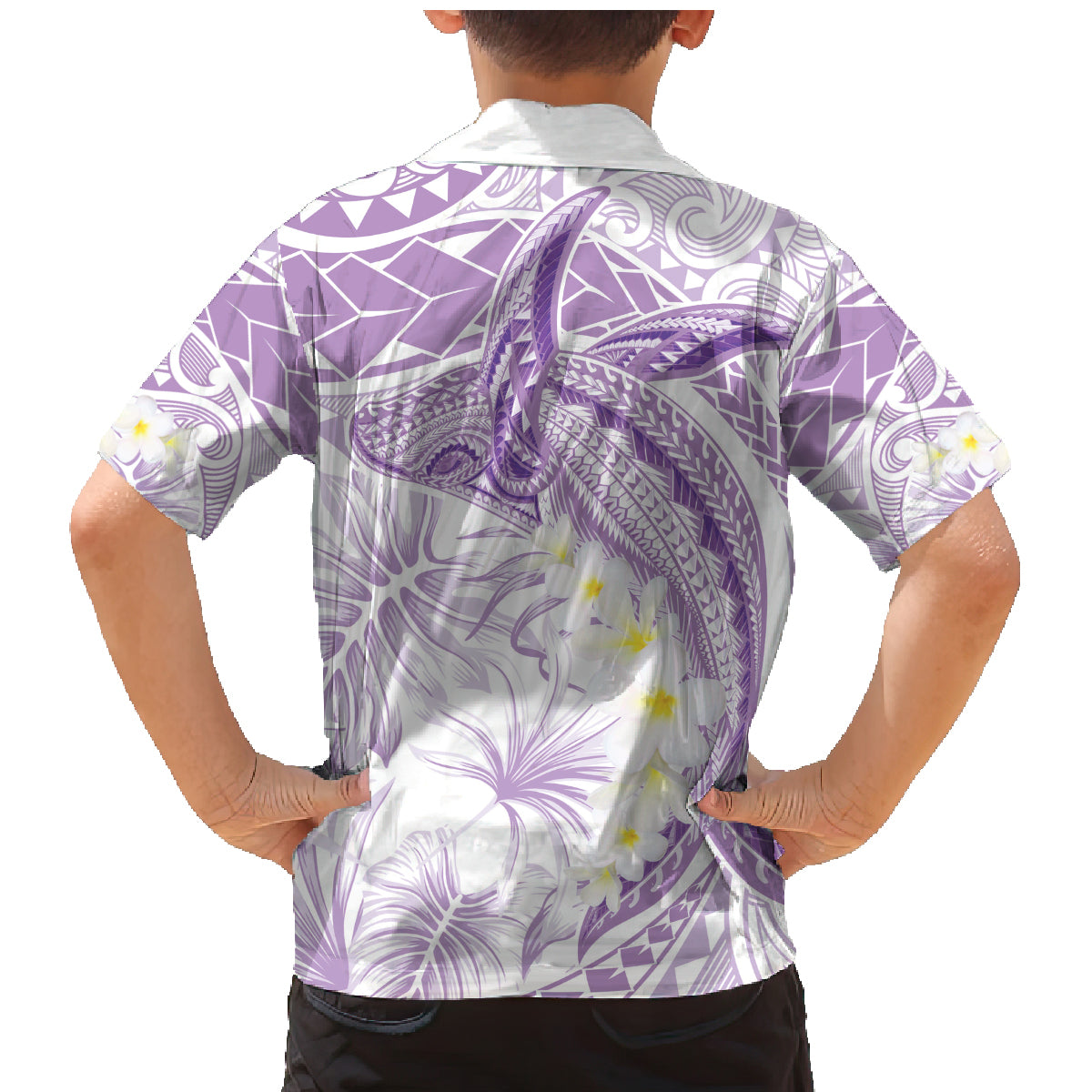 Polynesia Humpback Whale Family Matching Mermaid Dress and Hawaiian Shirt Tropical Plumeria Lavender