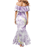 Polynesia Humpback Whale Family Matching Mermaid Dress and Hawaiian Shirt Tropical Plumeria Lavender