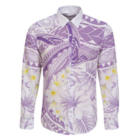 Polynesia Humpback Whale Family Matching Off Shoulder Short Dress and Hawaiian Shirt Tropical Plumeria Lavender