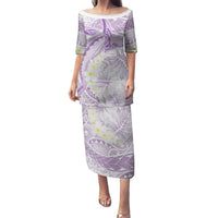 Polynesia Humpback Whale Family Matching Puletasi and Hawaiian Shirt Tropical Plumeria Lavender