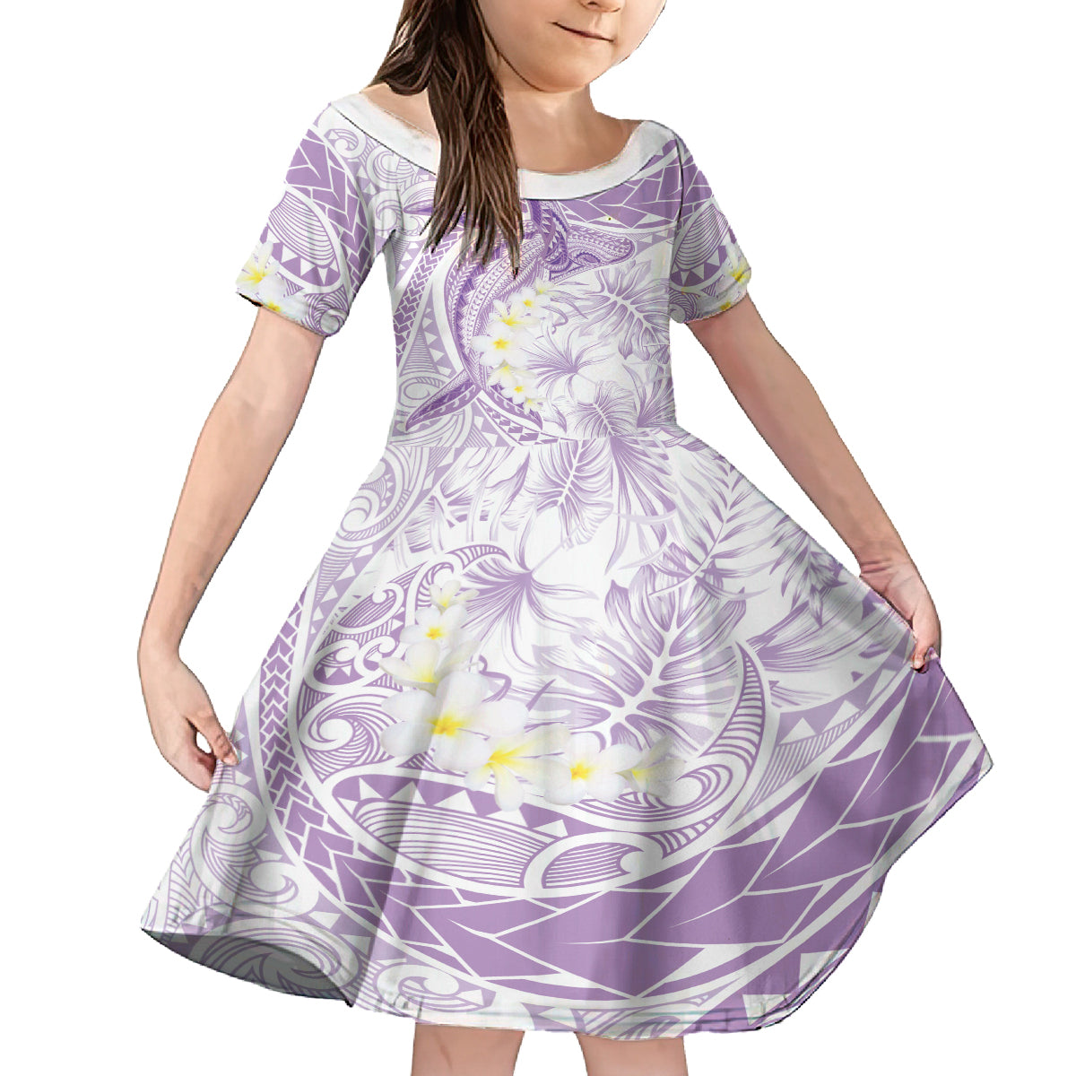 Polynesia Humpback Whale Family Matching Tank Maxi Dress and Hawaiian Shirt Tropical Plumeria Lavender