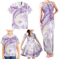Polynesia Humpback Whale Family Matching Tank Maxi Dress and Hawaiian Shirt Tropical Plumeria Lavender