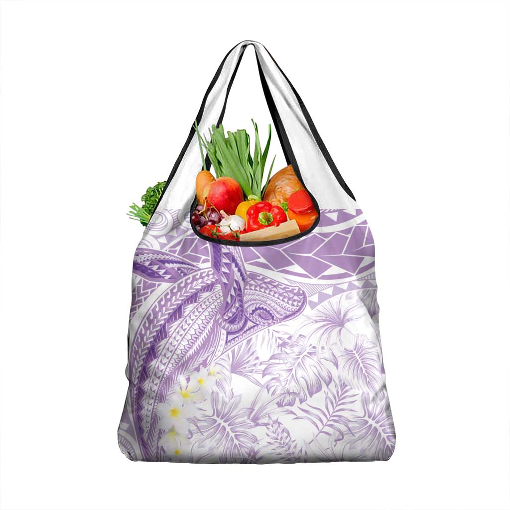 Polynesia Humpback Whale Grocery Bag Tropical Plumeria Lavender