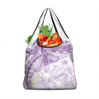 Polynesia Humpback Whale Grocery Bag Tropical Plumeria Lavender
