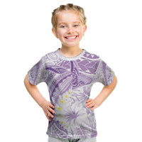 Polynesia Humpback Whale Kid T Shirt Tropical Plumeria Lavender