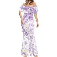 Polynesia Humpback Whale Mermaid Dress Tropical Plumeria Lavender