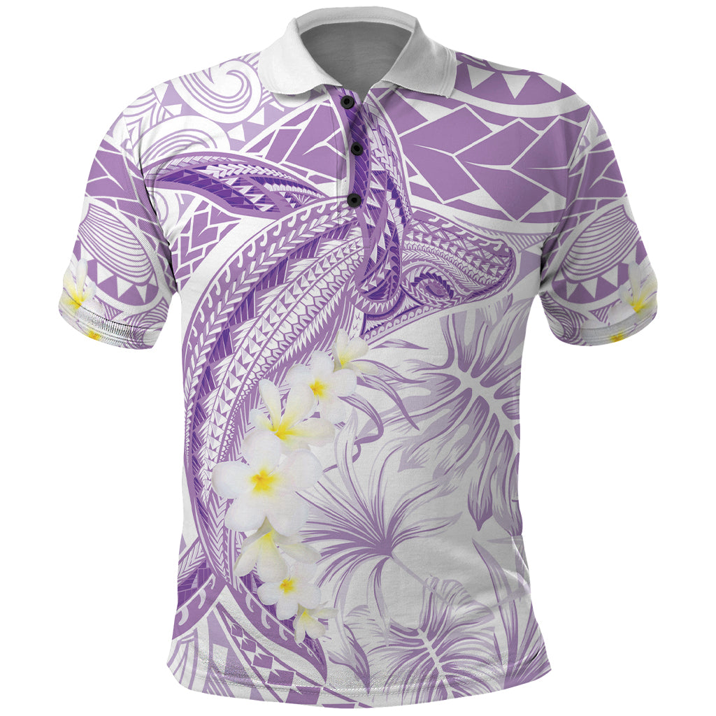 Polynesia Humpback Whale Polo Shirt Tropical Plumeria Lavender